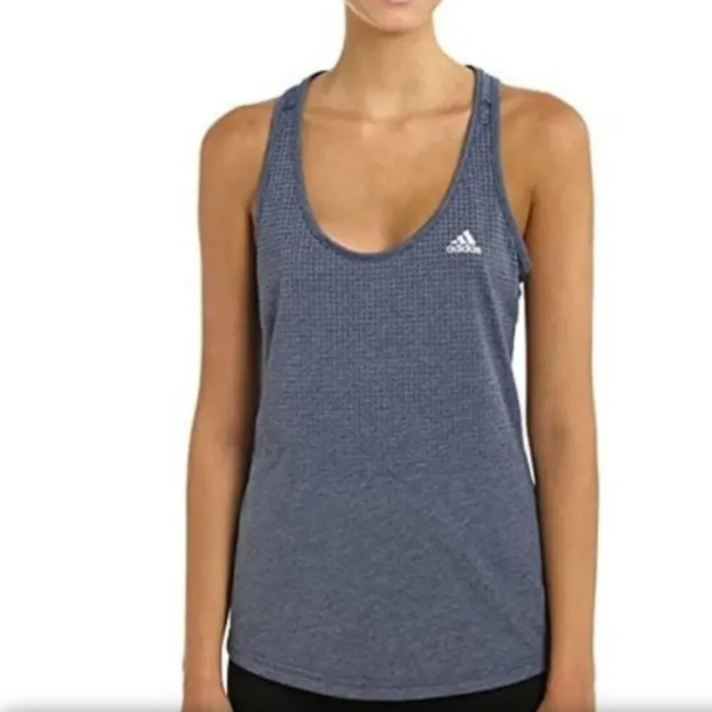 Adidas Women's Climacool Aeroknit Tank Top Siz XS Racerback Blue Gray Polka Dot